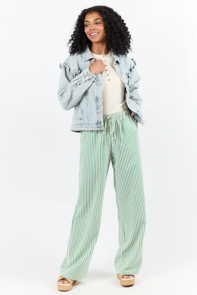 Told You So Light Wash Ruffle Trim Denim Jacket DOORBUSTER - Terpint