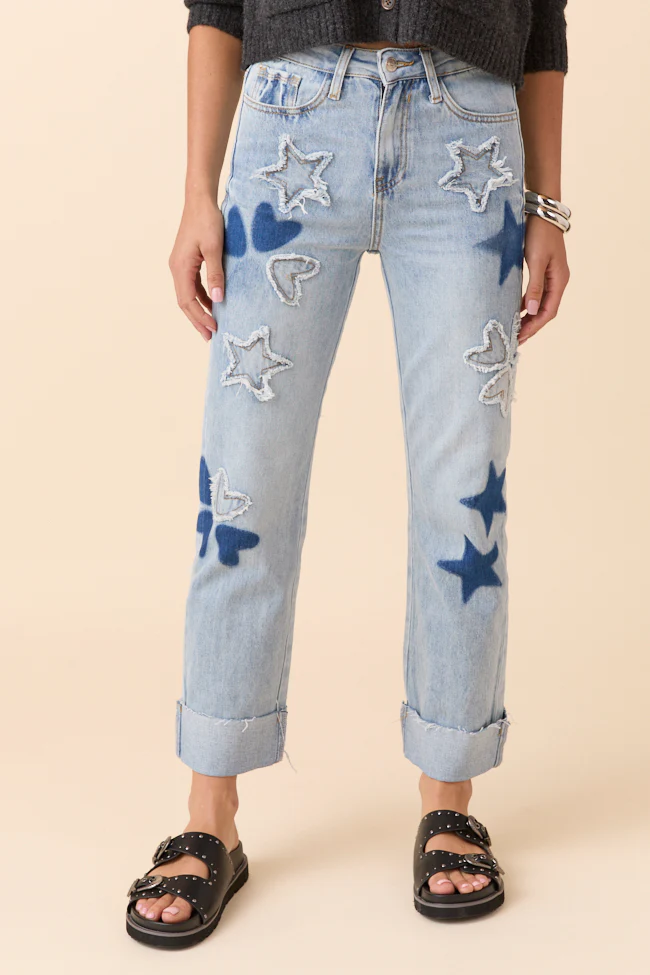 Cara Light Wash Patch Jeans - Terpint