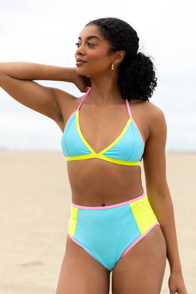 Sunny Coast Blue Colorblock Triangle Bikini Top FINAL SALE - Terpint