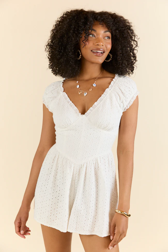 Ever After White Eyelet Romper FINAL SALE - Terpint