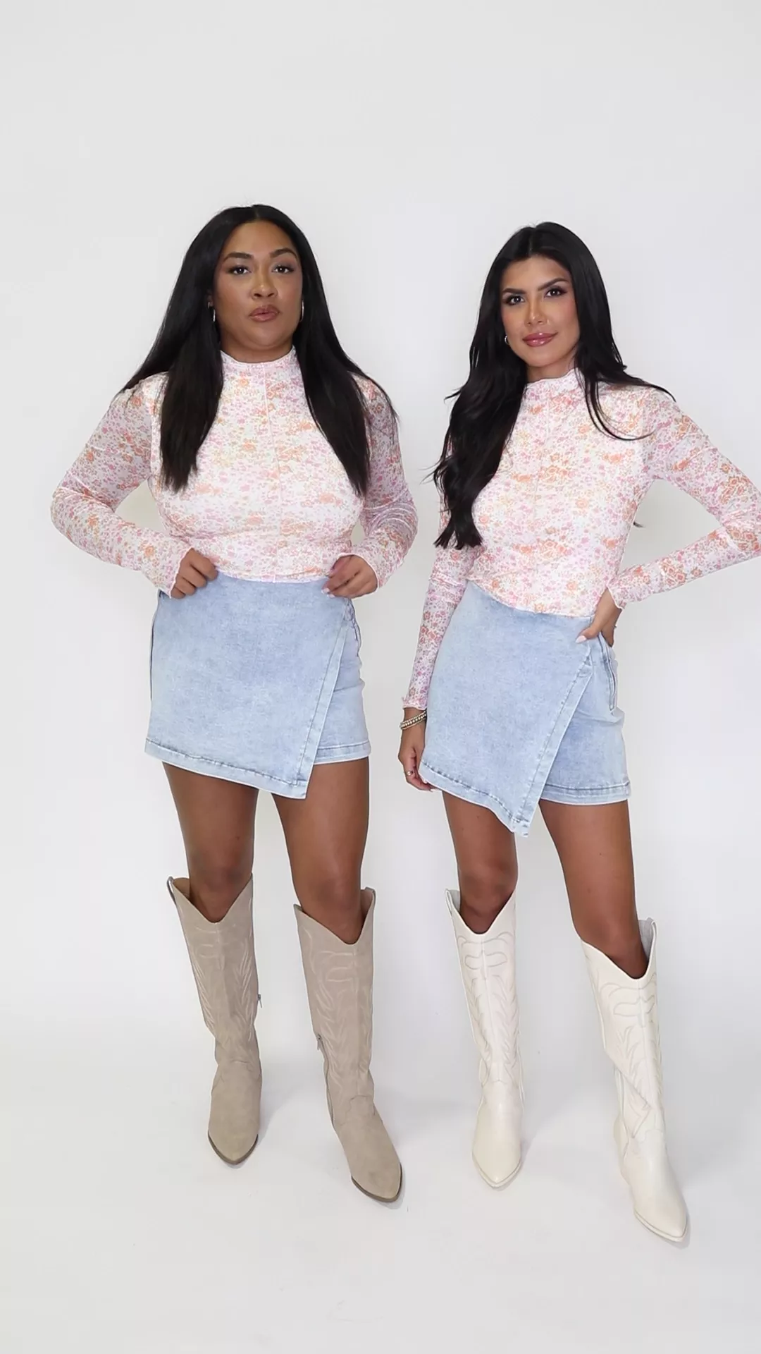 My Favorite Light Wash Acid Wash Denim Skort - Terpint