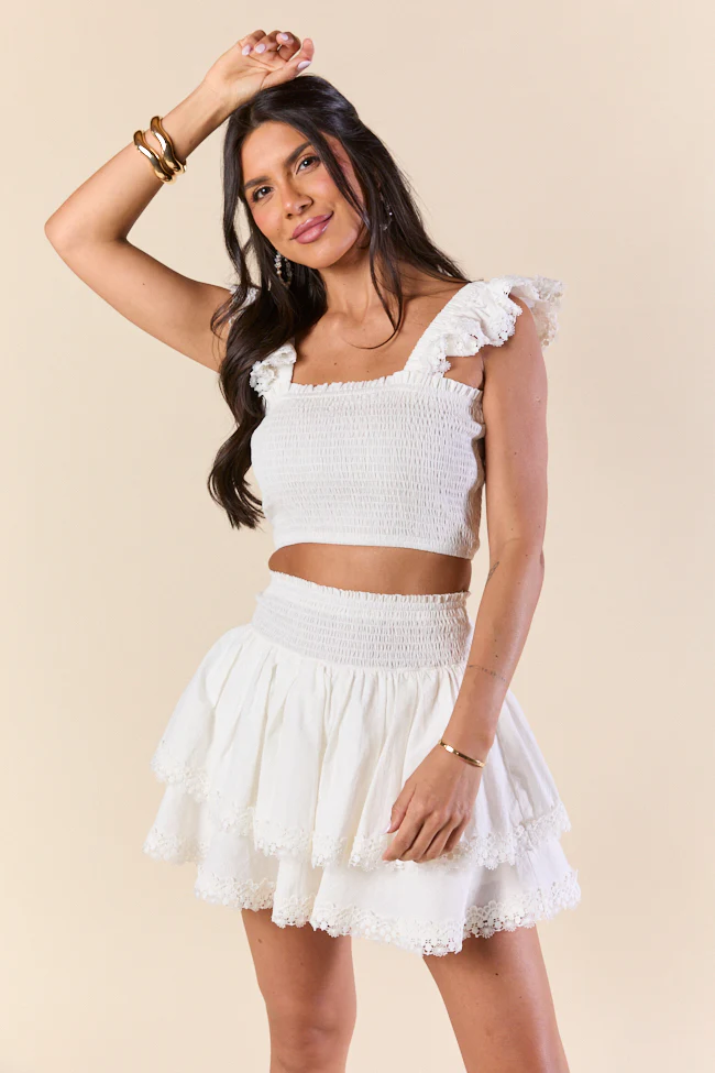 Sweet Talk White Flutter Shoulder Tank and Skort Set DOORBUSTER - Terpint