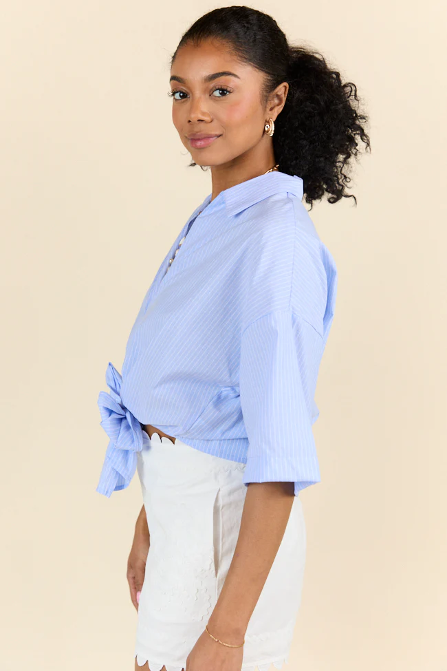 Best Dressed Blue Tie Woven Top SALE - Terpint