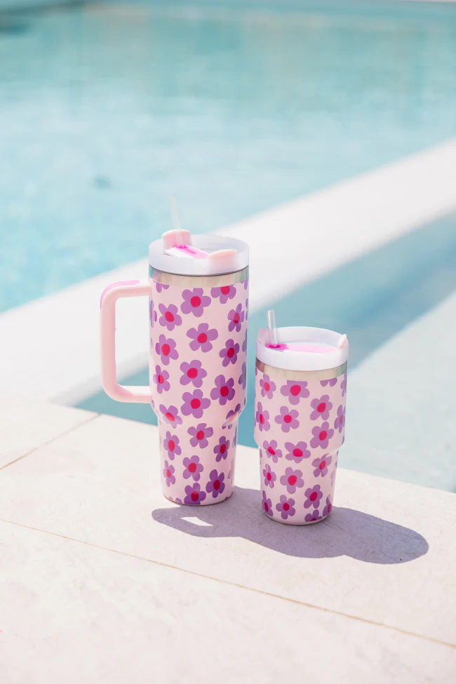 Sippin' Pretty In Kennedy Daisy 40 oz Drink Tumbler With Lid And Straw FINAL SALE - Terpint