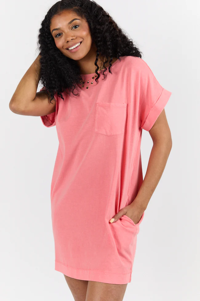 Memories That Last Coral T-Shirt Dress FINAL SALE - Terpint