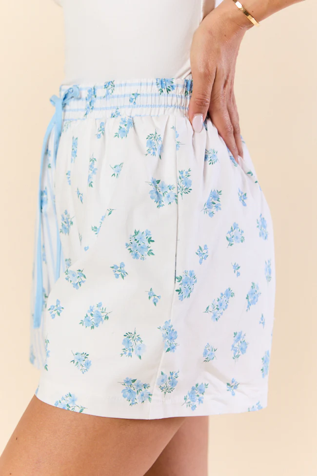 Blooming Lines Stripes & Floral Mixed Cotton Poplin Shorts - Terpint