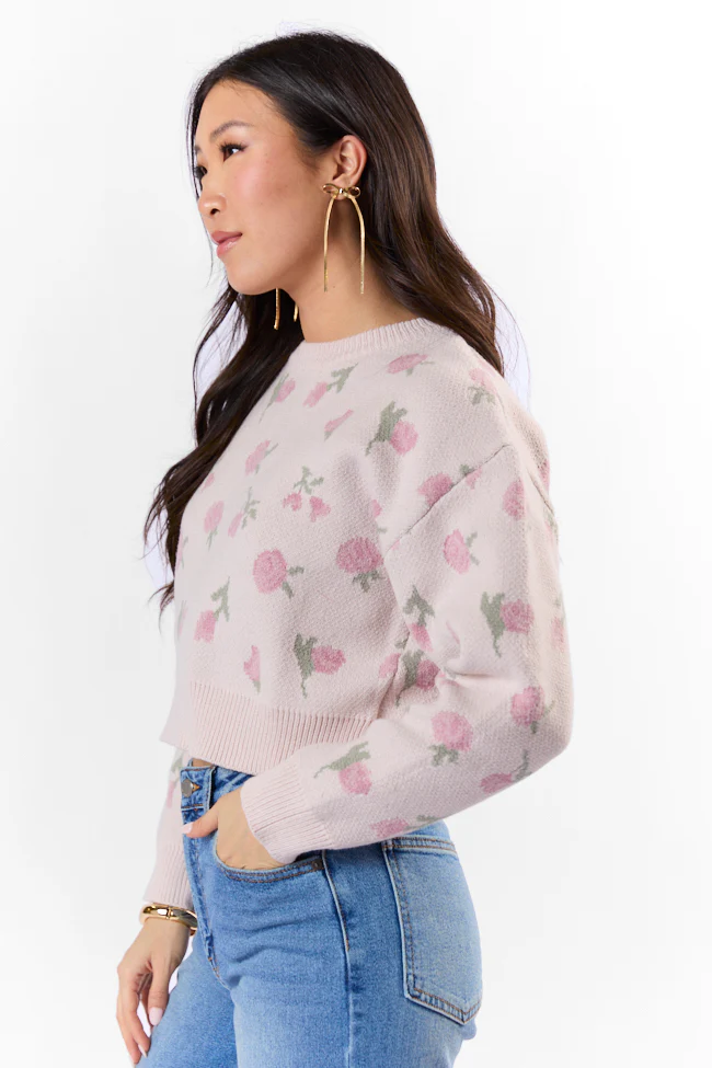 Grand Measures Light Pink Floral Sweater FINAL SALE - Terpint