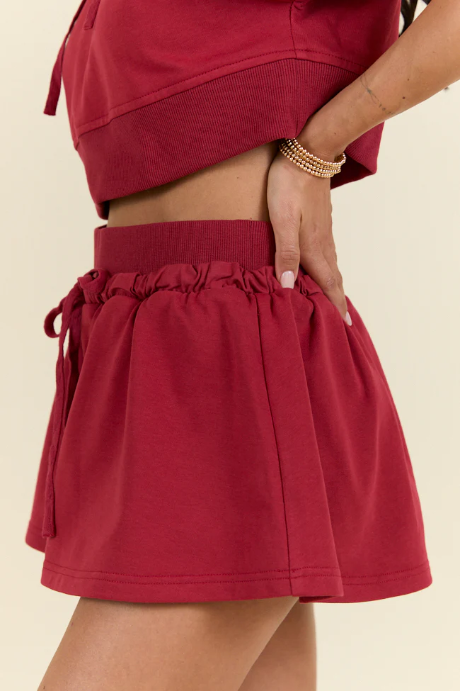 Get Up And Go Red Fleece Active Skort FINAL SALE - Terpint