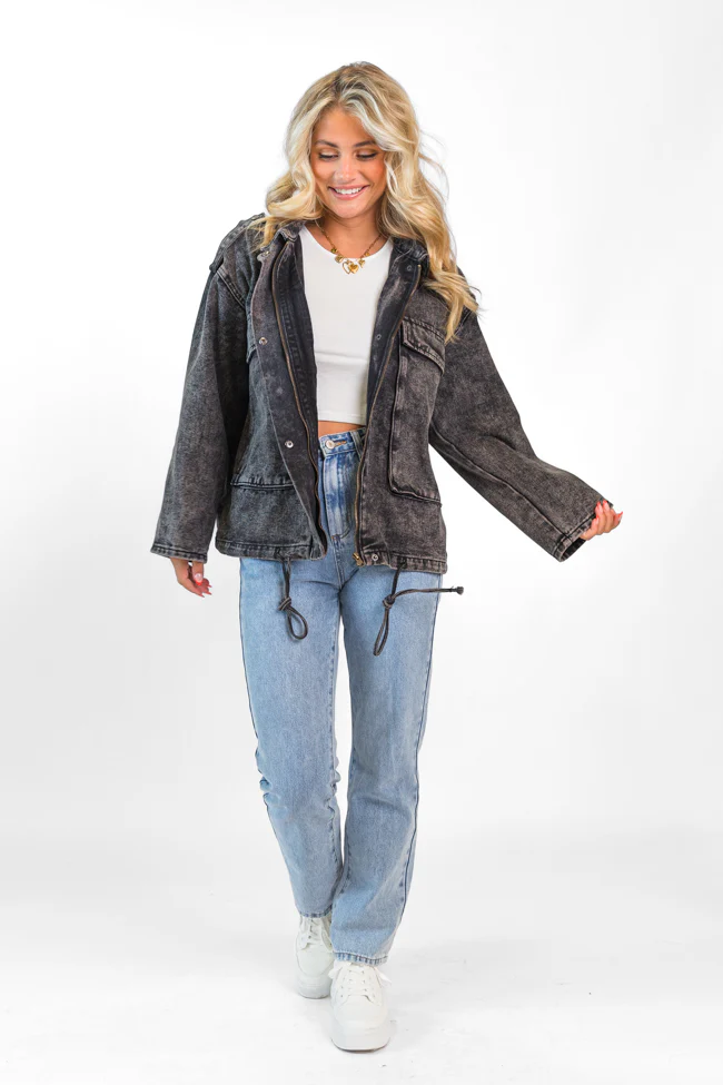 Mandie Washed Black Denim Jacket FINAL SALE - Terpint