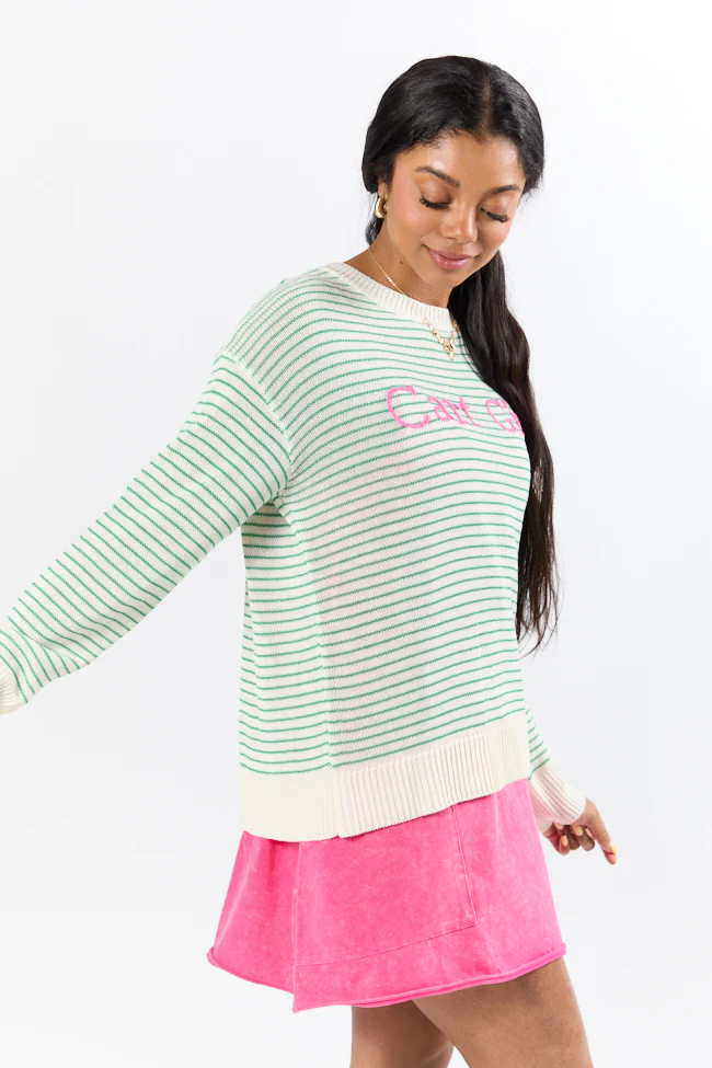 Cart Girl Green and Pink Striped Sweater - Terpint
