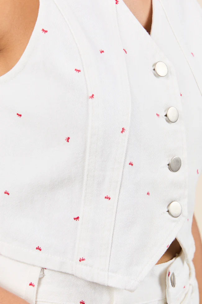Eileen Bow Printed Denim Vest - Terpint