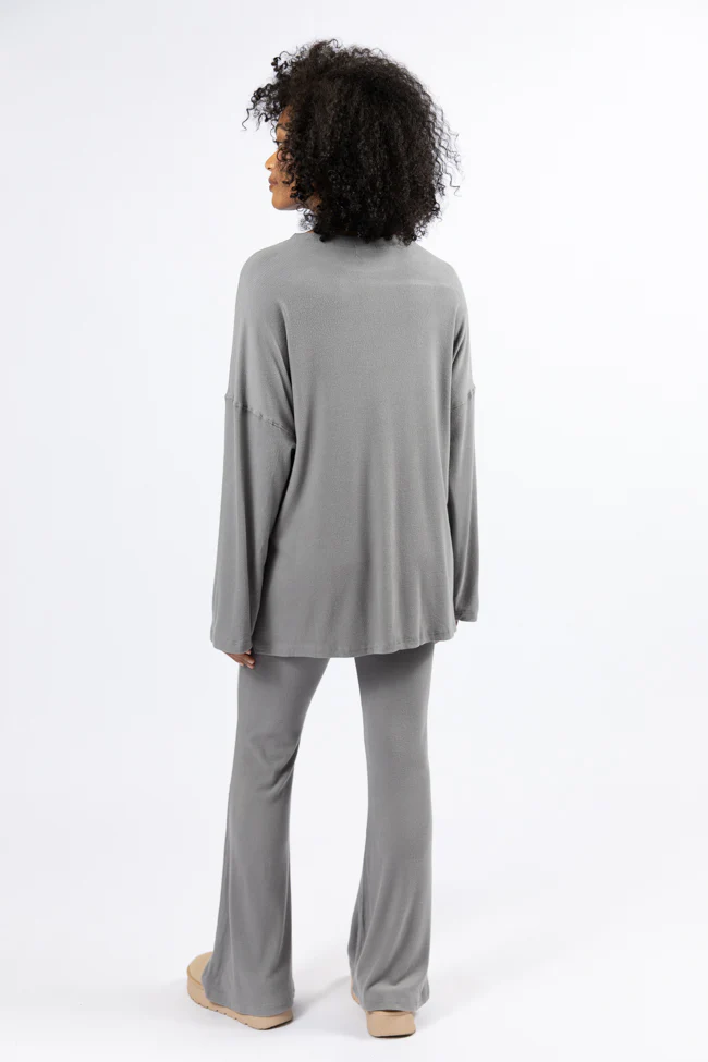 The Perfect Charcoal Brushed Rib Flare Pants Set FINAL SALE - Terpint