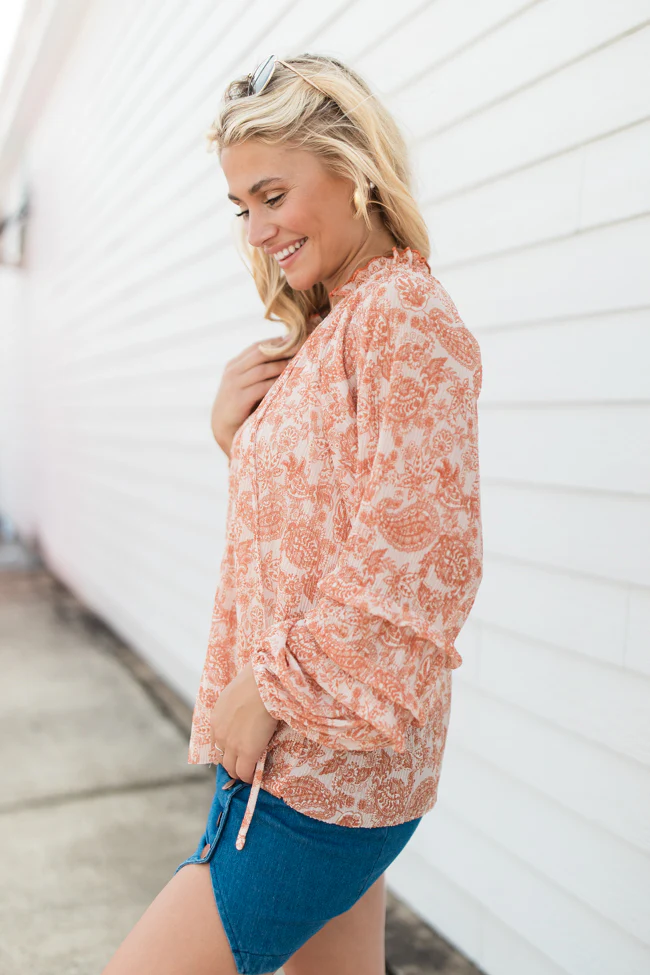Outlook On Life Rust Multi Printed Boho Blouse FINAL SALE - Terpint
