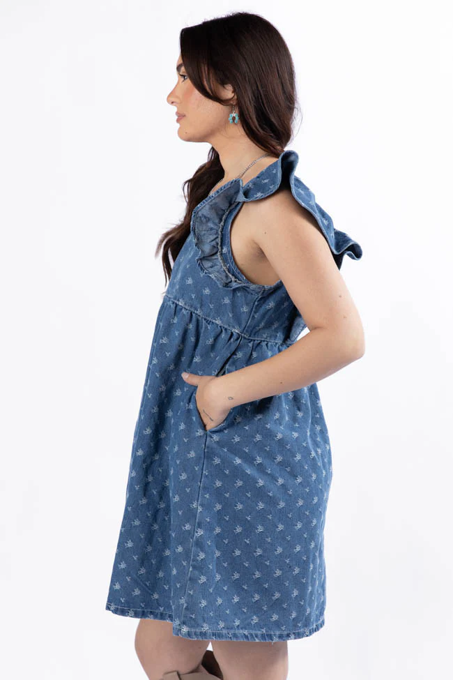Back Home Burnout Detail Denim Babydoll Dress SALE - Terpint