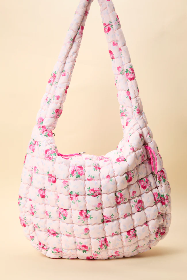 Haylie Pink Floral Quilted Carry All Bag - Terpint