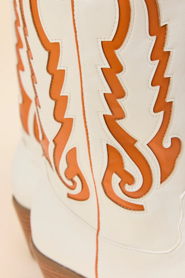 Patti Orange and White Western Boots - Terpint
