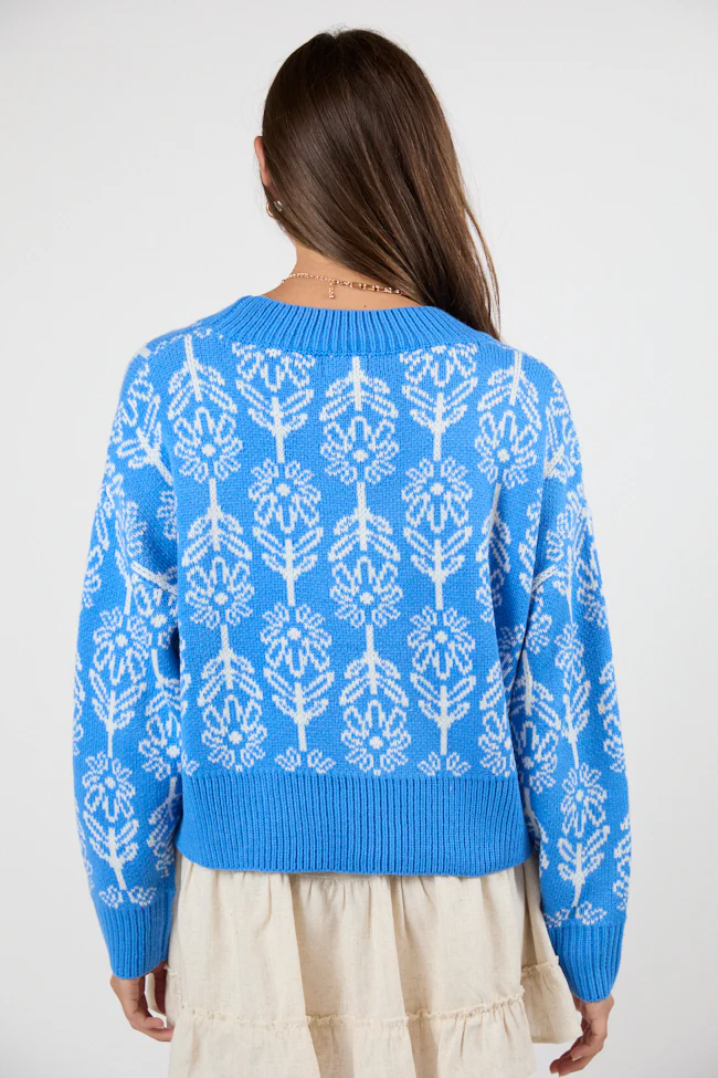 Stay Sweet Blue Block Floral Print Cardigan FINAL SALE - Terpint