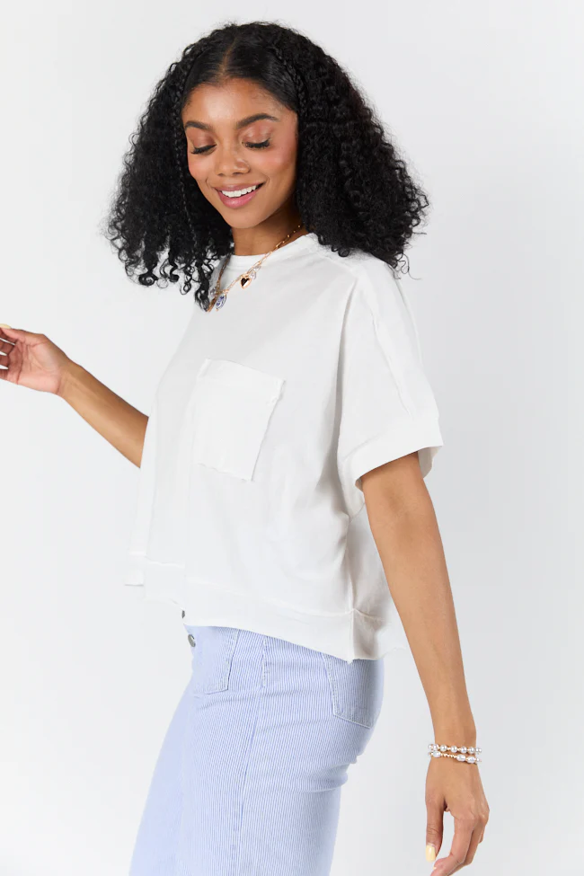 Walk Out White Oversized Washed Crop Knit Top FINAL SALE - Terpint