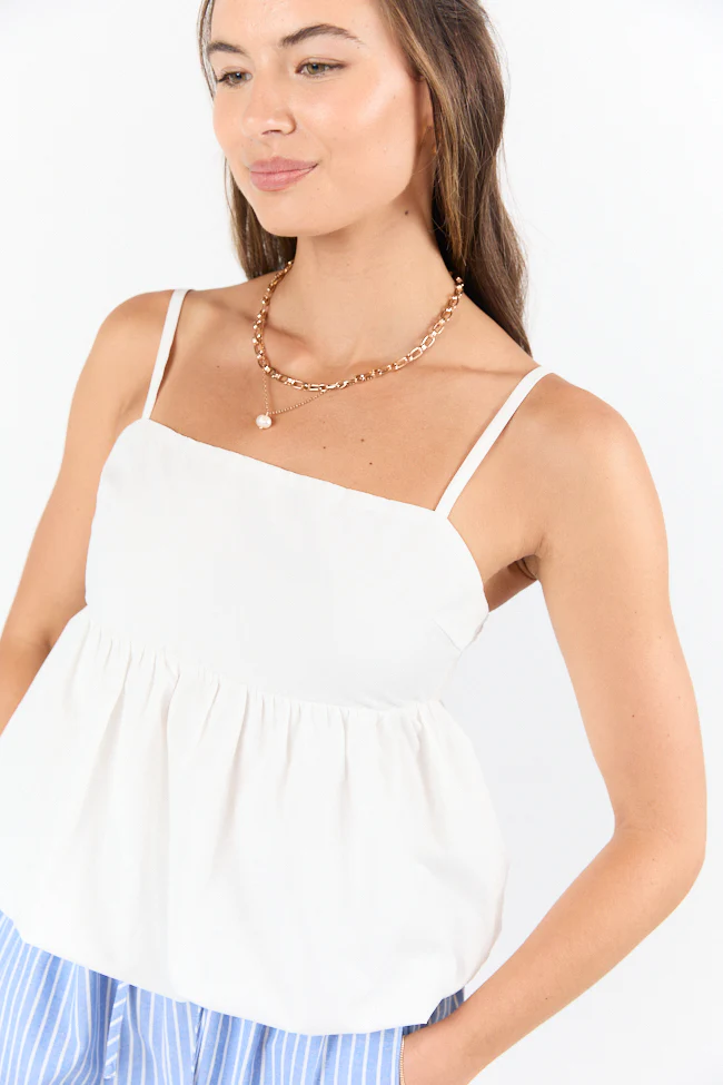 Pinky Promise Ivory Bubble Hem Tank - Terpint