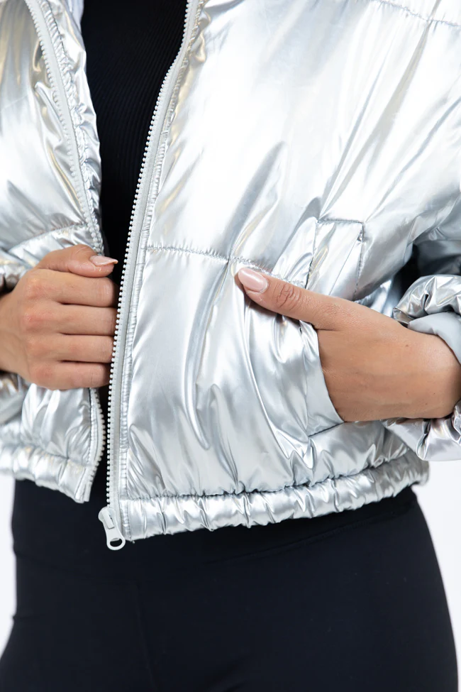 Keep Me Warm Silver Chrome Puffer Jacket FINAL SALE - Terpint