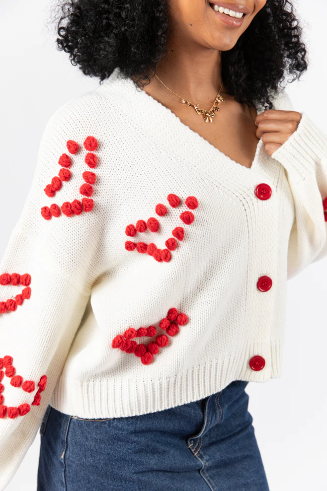 Better Together Ivory Heart Embroidered Cardigan FINAL SALE - Terpint