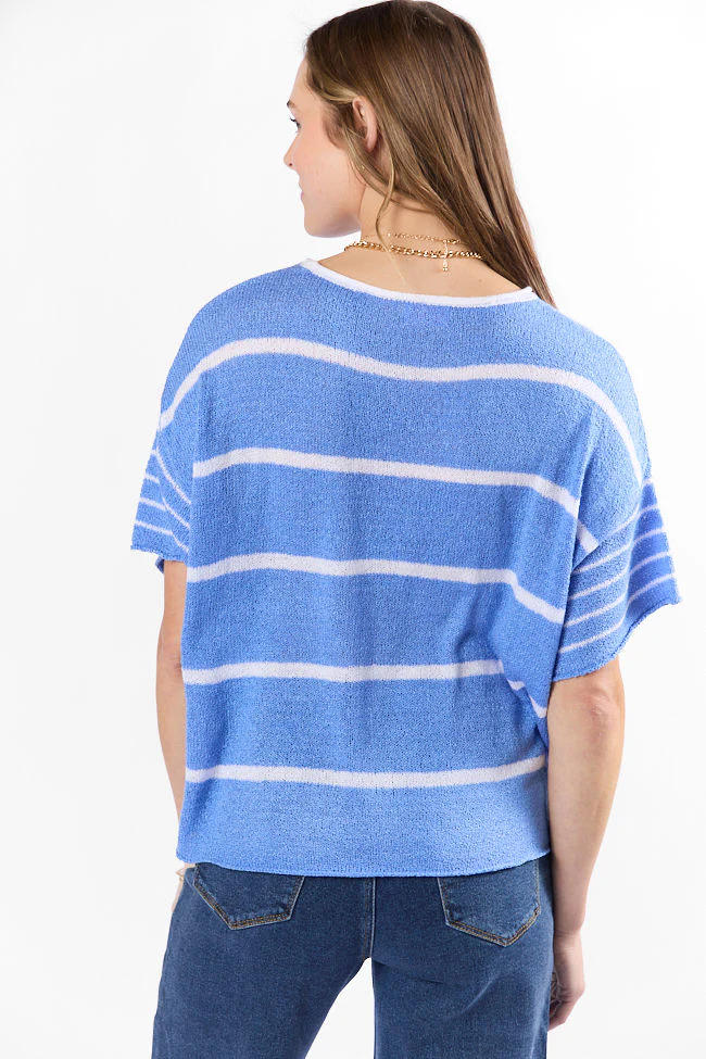 Wear It Well Blue And Ivory Striped Sweater T-Shirt FINAL SALE - Terpint