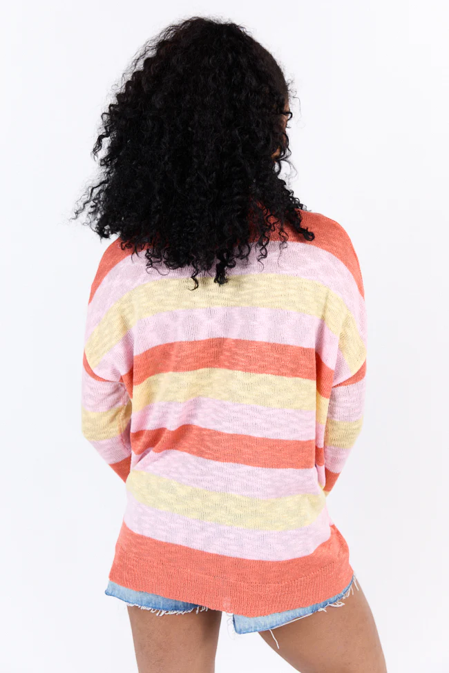 Sunset Chaser Yellow Multi Striped Lightweight Sweater FINAL SALE - Terpint