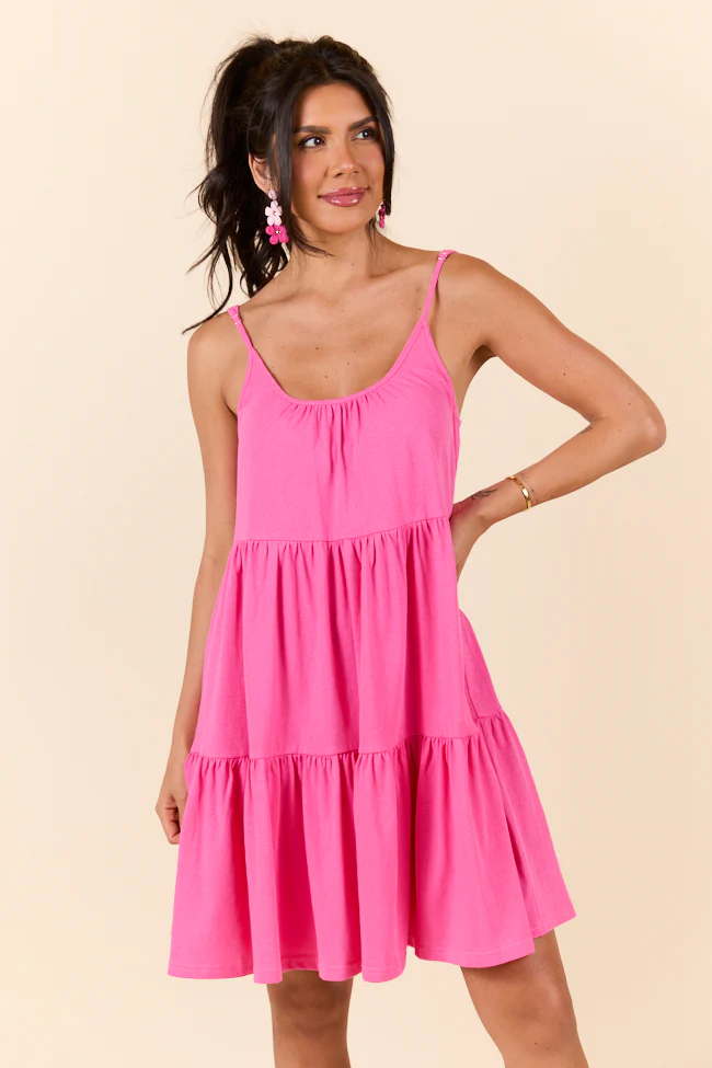 Dockside Drinks Pink Mini Tiered Knit Dress SALE - Terpint