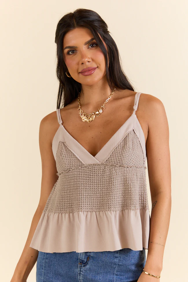 Plain and Simple Tan Knit Tank FINAL SALE - Terpint