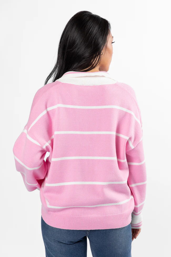 Imagine That Pink Striped Collared Sweater FINAL SALE - Terpint