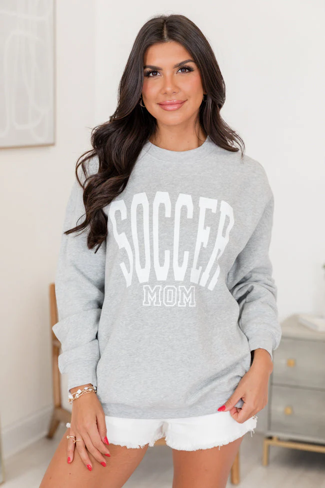 Soccer Mom Block Light Grey Graphic Sweatshirt - Terpint
