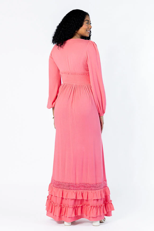 Lucky To Have You Coral Maxi Dress SALE - Terpint