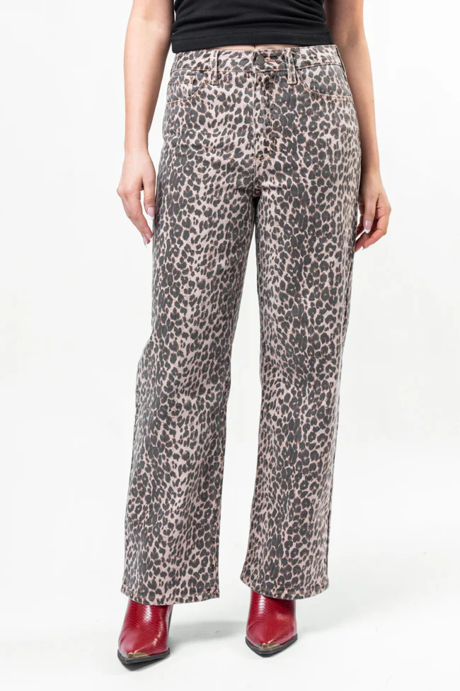 Primal Instincts Wide Leg Leopard Jeans - Terpint