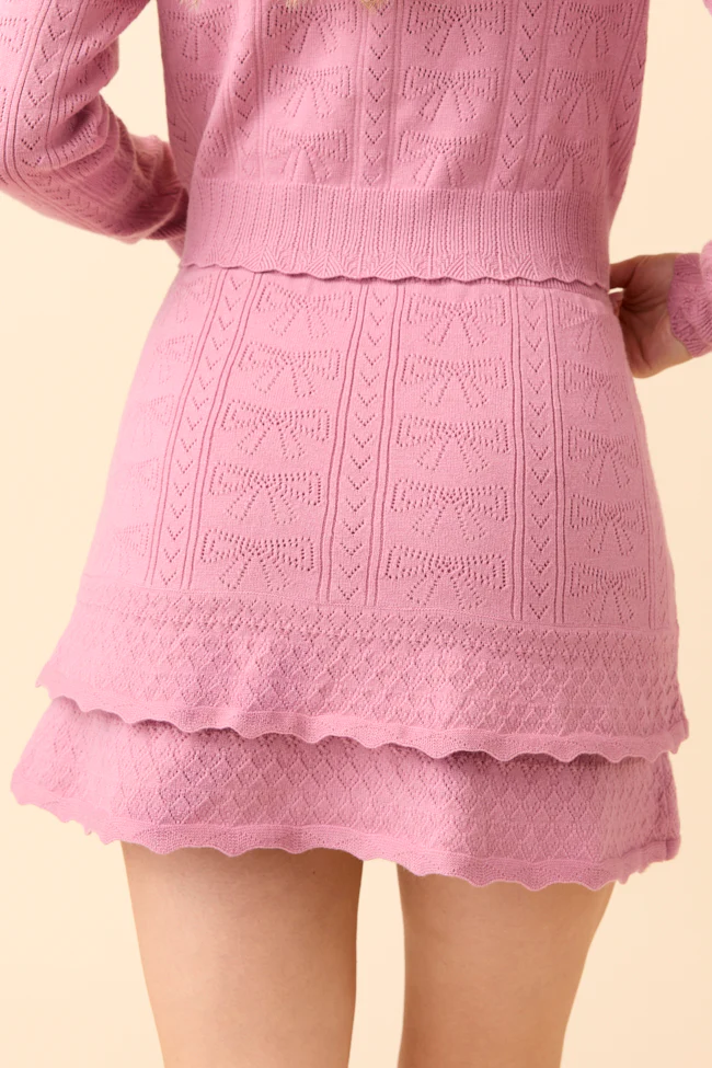 Charlene Pink Bow Sweater Skirt - Terpint