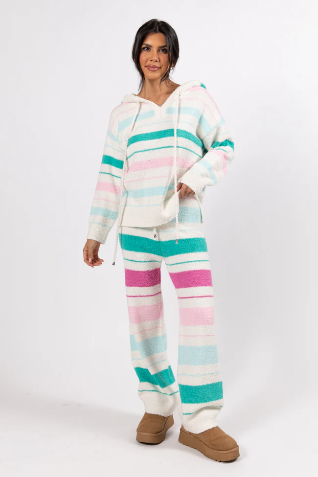 Heart On The Line Multi Striped Fuzzy Lounge Pants FINAL SALE - Terpint