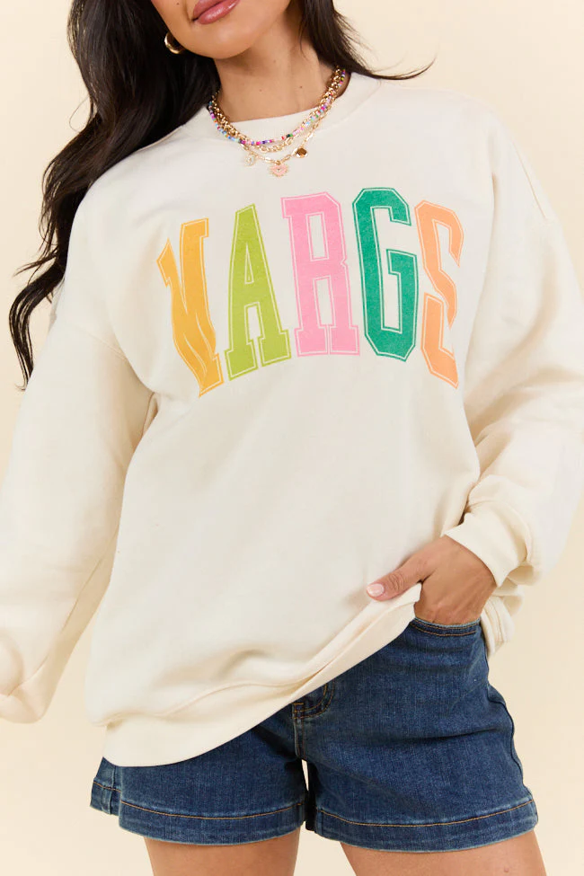 Margs Multi Block Cream Graphic Sweatshirt - Terpint