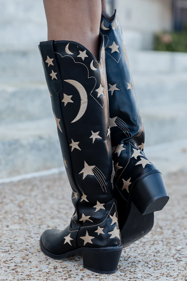 Luna Black Star and Moon Western Boots FINAL SALE - Terpint