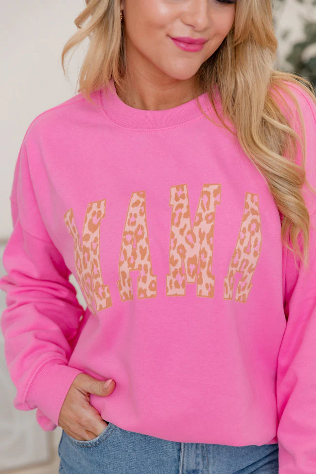 Mama Leopard Pink Graphic Sweatshirt - Terpint
