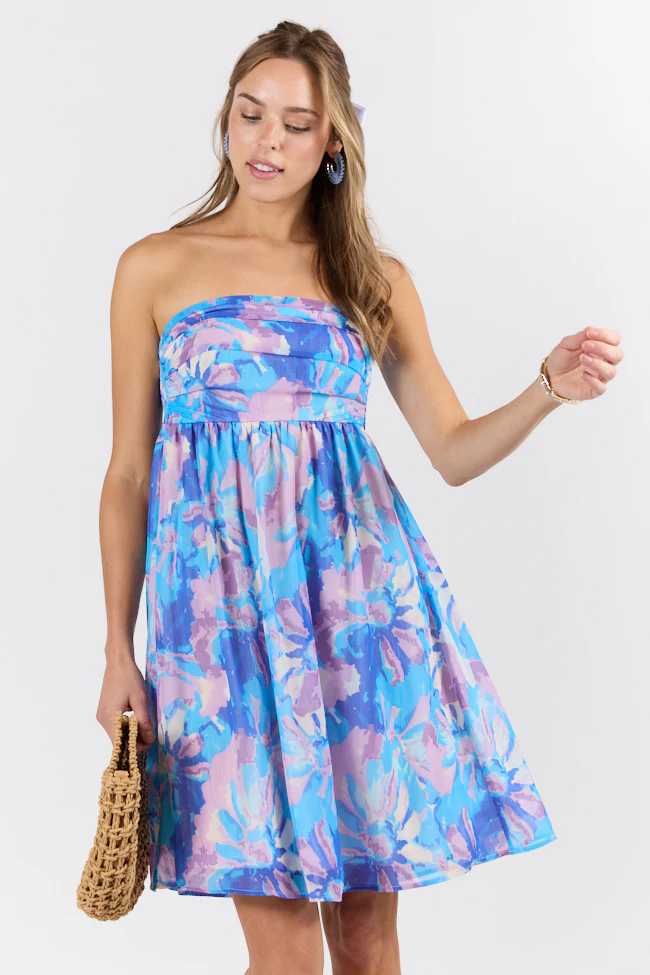At The Oasis Multi Strapless Printed Mini Dress SALE - Terpint