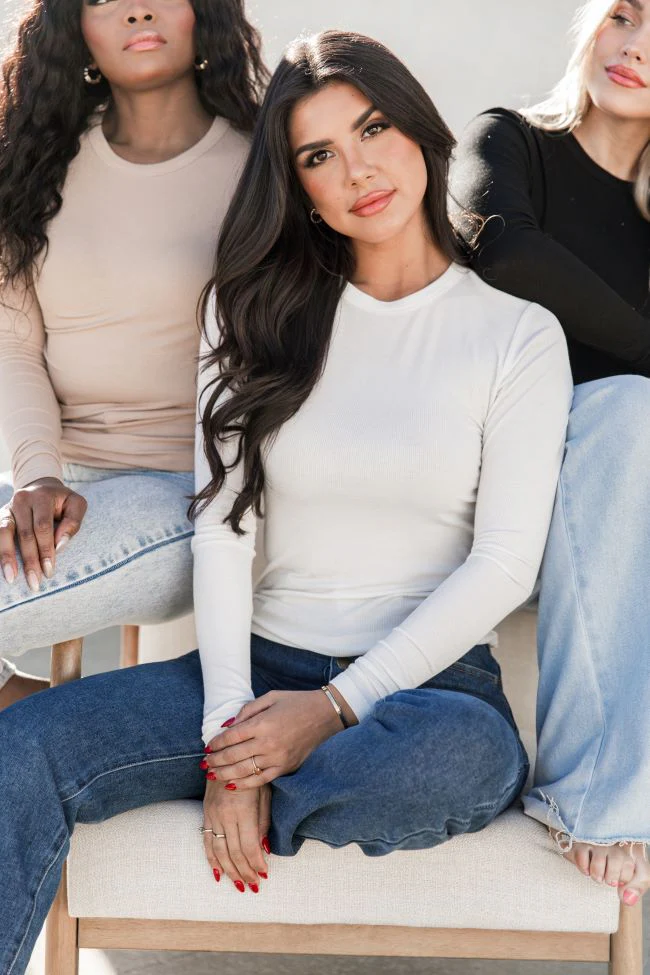 Make Your Choice Ivory Ribbed Long Sleeve Tee FINAL SALE - Terpint