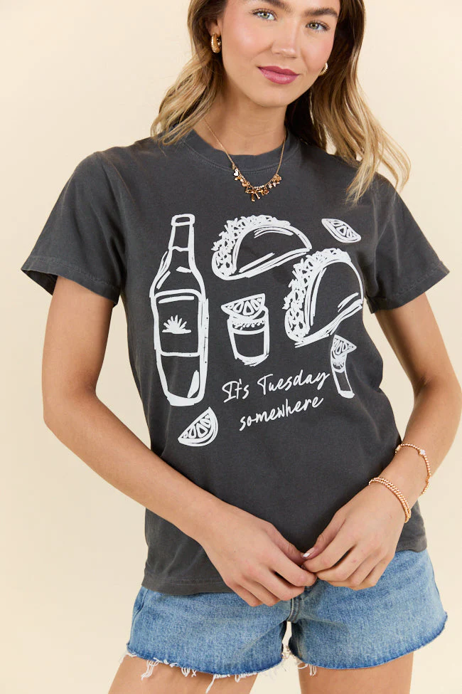 It's Tuesday Somewhere Dark Grey Graphic Tee - Terpint