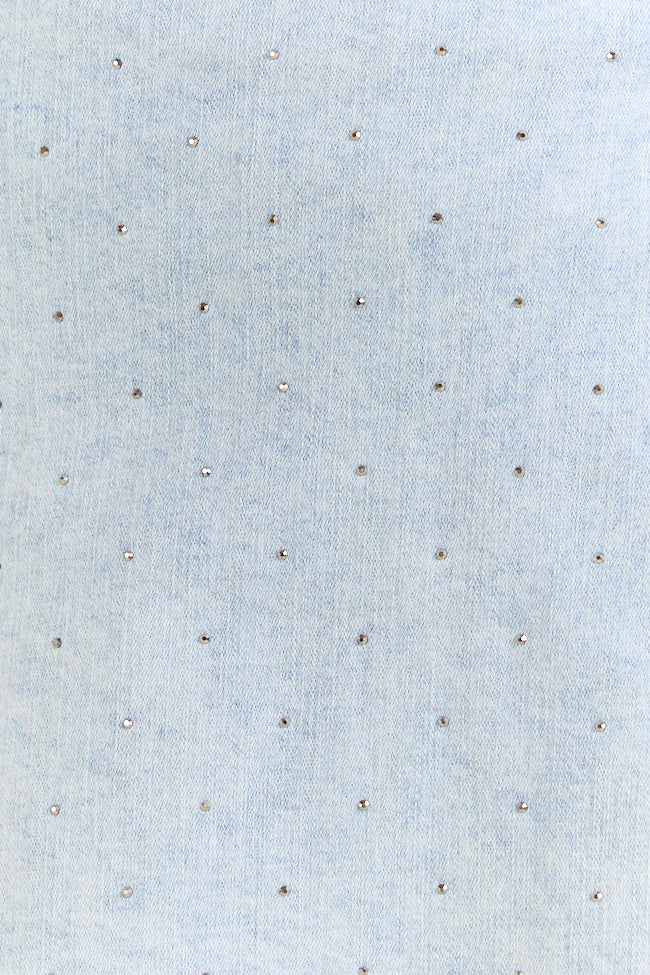 My Favorite Light Wash Rhinestone Studded Denim Skort - Terpint
