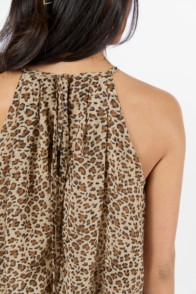 Spotlight Moment Leopard Print Halter Neck Romper FINAL SALE - Terpint