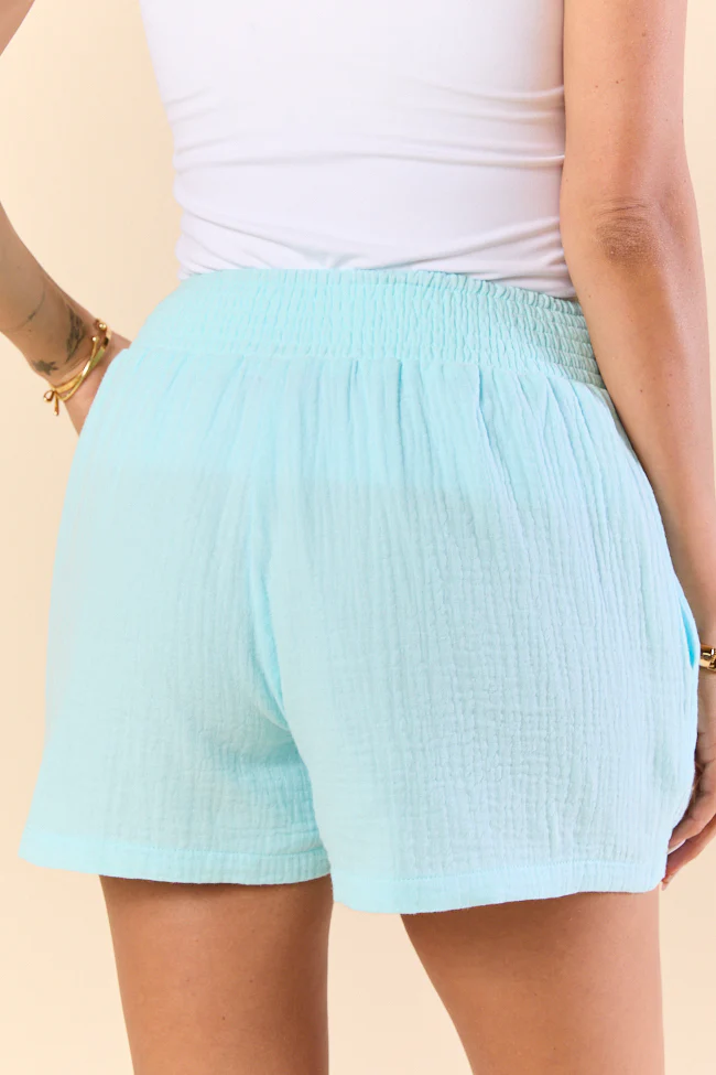 Pier Plans Blue Flare Smocked Shorts FINAL SALE - Terpint