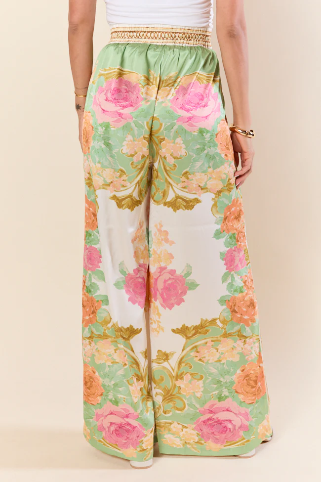 Meet Me In Paradise Satin Printed Multi Floral Pants SALE - Terpint