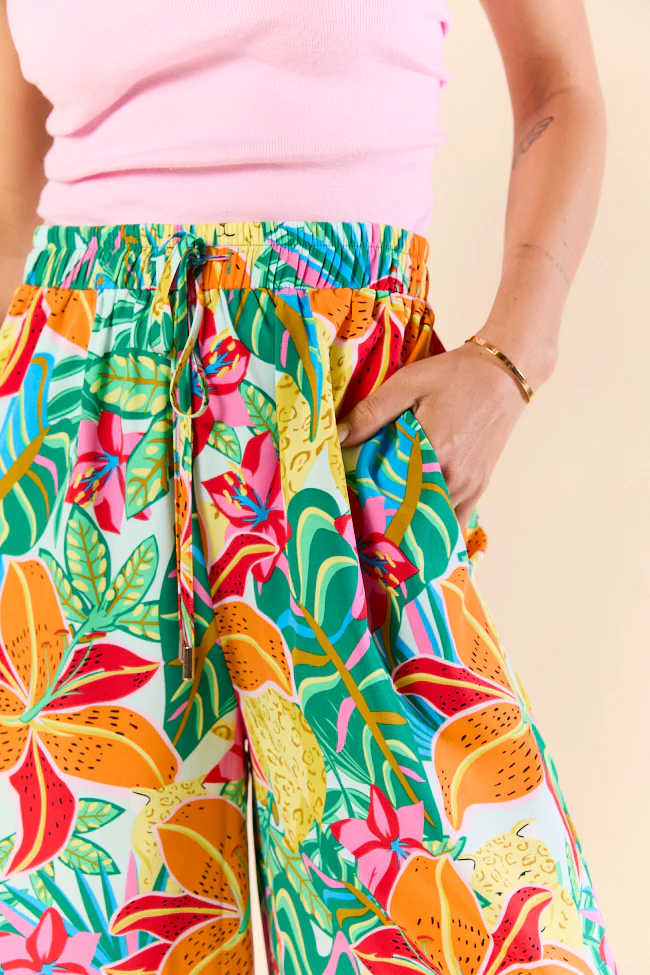 Beach Breeze Blue Mixed Print Wide Leg Pants SALE - Terpint