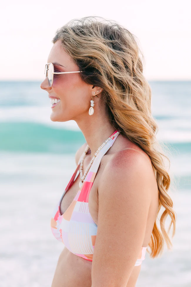 Gossip On Deck Halter Neck In Tori Patch Bikini Top FINAL SALE - Terpint