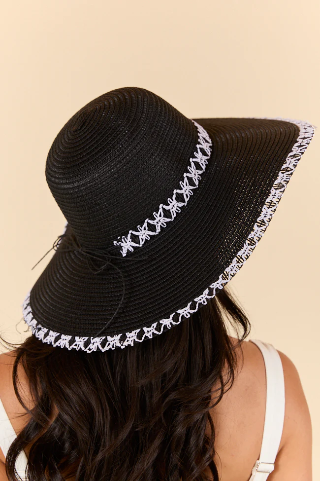 Black Stitch Brim Straw Hat FINAL SALE - Terpint