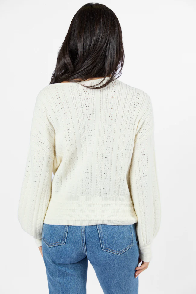 With Love Ivory Wrap Pointelle Sweater FINAL SALE - Terpint