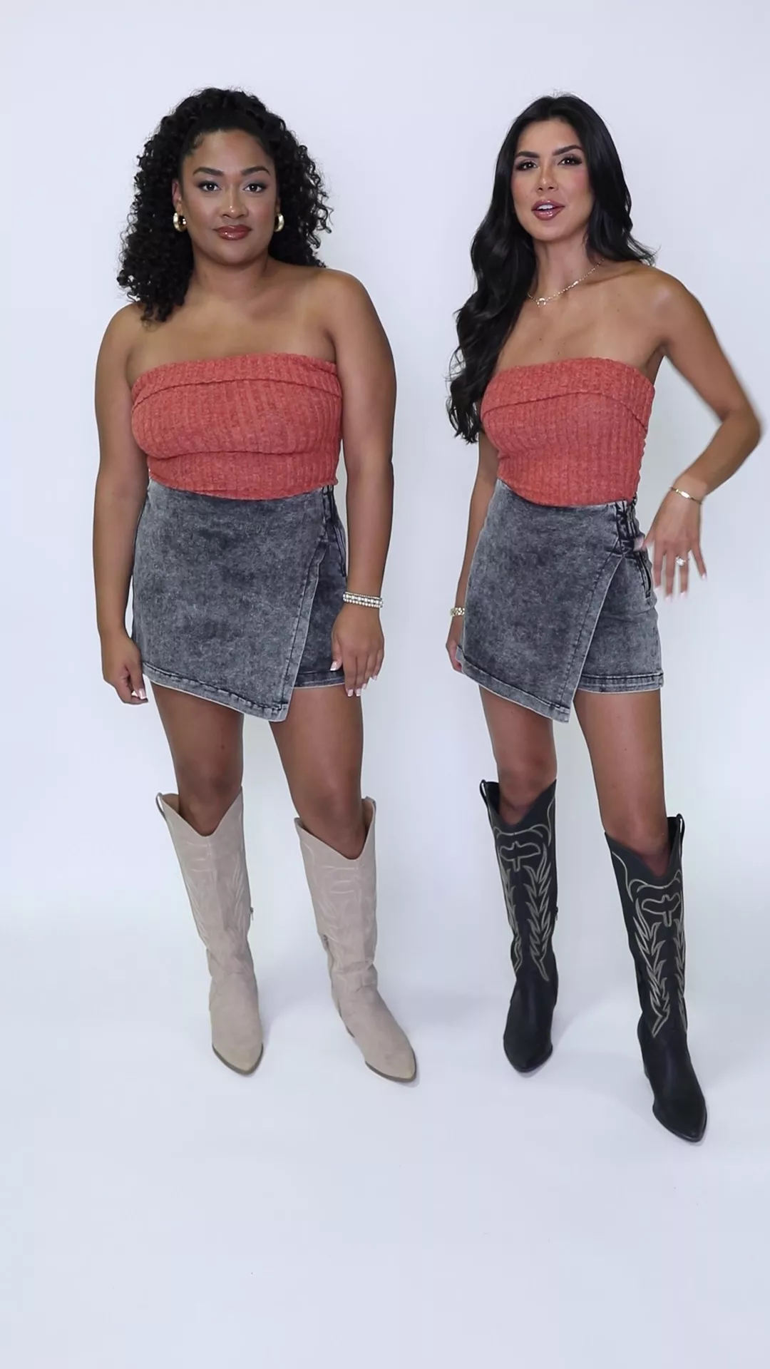 My Favorite Black Acid Wash Denim Skort - Terpint